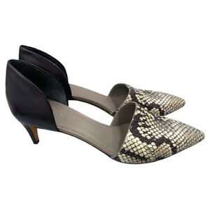 Vince Aurelian D’orsay Snakeskin Kitten Heels Size 10 Pointed Toe Modern Chic
